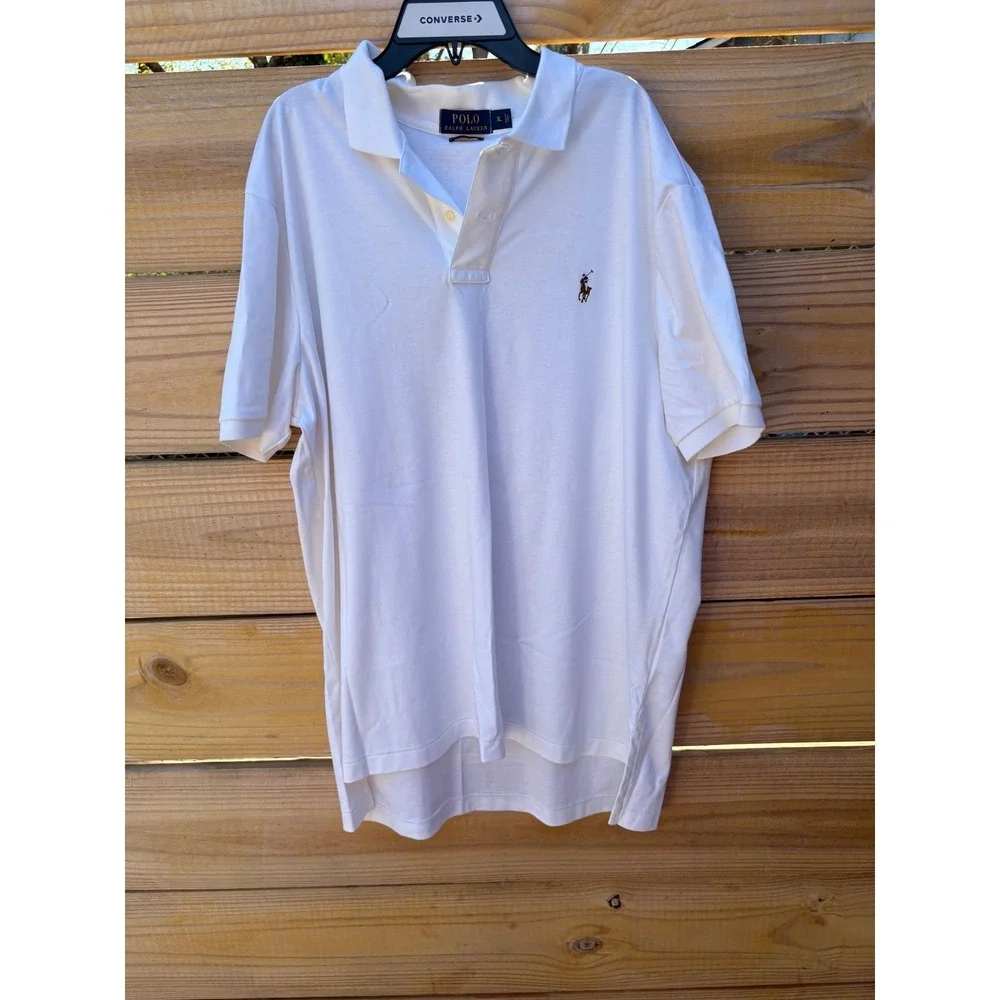Polo Ralph Lauren Mens XL White Pima Soft Touch Short Sleeve Polo Shirt